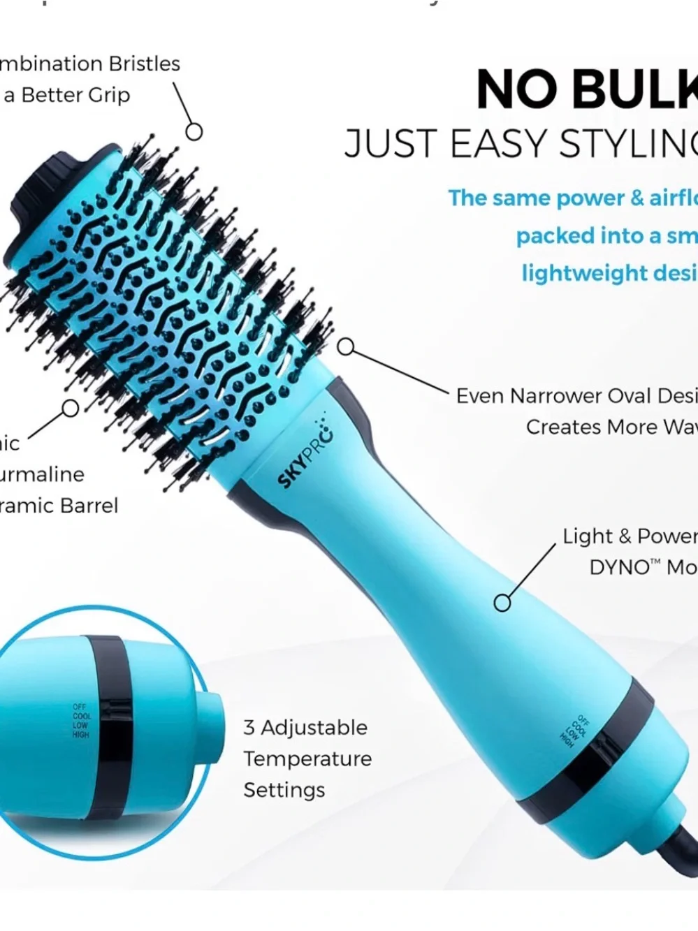 Blow Dryer Brush with Case | Hot Air Hair Dryer Brush Straightens, Volumizes